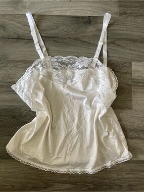 White Lace Trim Satin Camisole